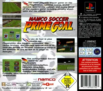 Namco Soccer Prime Goal (EU) box cover back